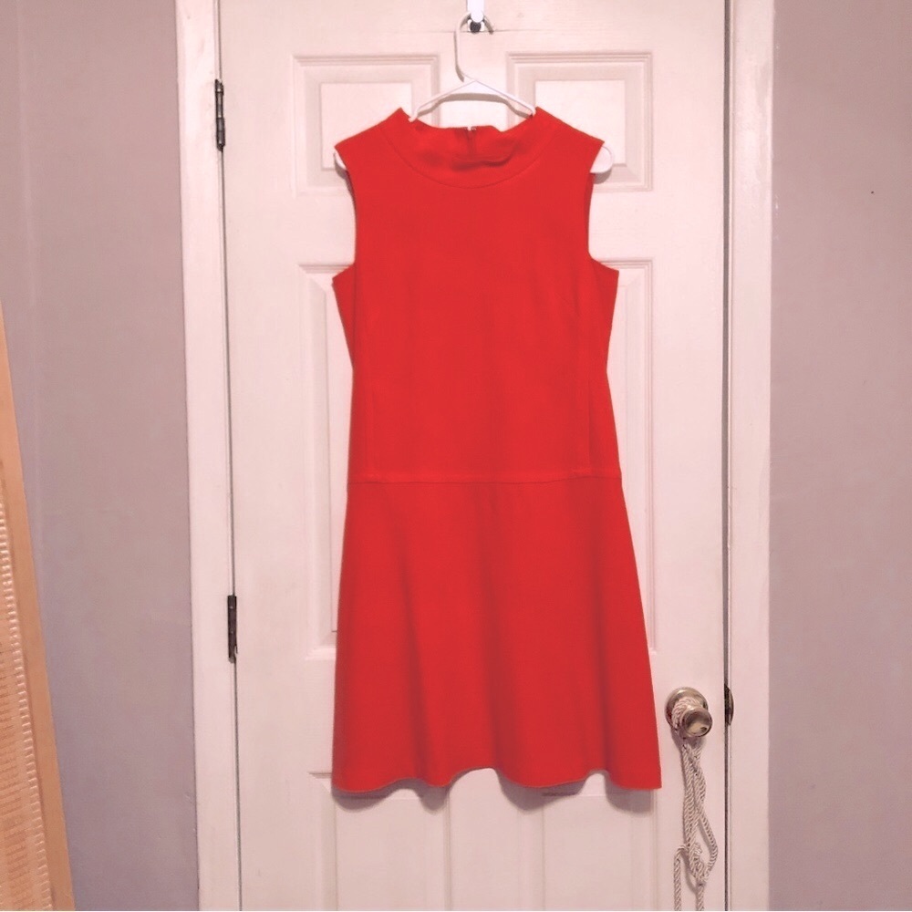 Dress Lafayette 148 New York Orange Wool Blend Sleeveless dropped waist 60’s 6